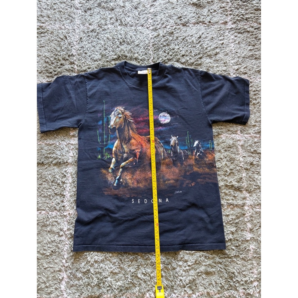 Vintage Hazelwood Sedona Arizona Wild Horse Graphic T-Shirt Black Large USA Made - Picture 6 of 6